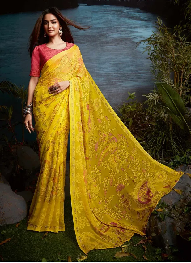 Sanskar Amber New Exclusive Wear Designer Brasso Saree Collection
